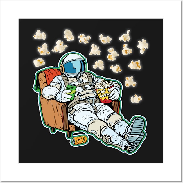 Watching Space Movies Wall Art by SpacemanTees